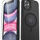 YENAPOON for iPhone 11 Case, Matte Magnetic Phone Case with 1 Screen Protector, Compatible with Magsafe, Translucent Frosted Slim Shockproof Protective Cover for iPhone 11 6.1 inch, Black