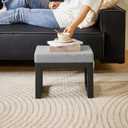IBUYKE 16 Inch Small Foot Stool Ottoman, Rectangle Linen Foot Rest with Padded Seat and Metal Legs, Modern Ottoman Foot Rest for Living Room Bedroom Entryway Couch, Grey-Blue WBD001L