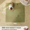 Vegan Leather Baby Play Mat, Wipe-Clean Play Mat for Floor, 50x50 in Thicken Foam Cushioned & Waterproof Playpen Mats for Infants, Kids and Toddlers, Green