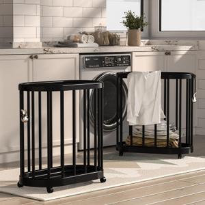 Rolling Laundry Basket with Wheels, Portable Hamper