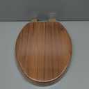 Elongated Toilet Seat Molded Wood Toilet Seat with Zinc Alloy Hinges, Easy to Install also Easy to Clean, Anti-pinch Wooden Toilet Seat by Angol Shiold (Elongated, Natural)