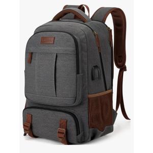 Tzowla Canvas Laptop Backpack, Bag for Men Women,Travel Work Rucksack Fits 15.6 Inch Laptop, Bookbag with USB Charging Port