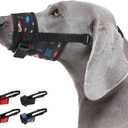 CollarDirect Dog Muzzle - Updated Design Adjustable Soft Breathable Tribal Nylon Dog Mouth Guard Cover for Small, Medium and Large Dogs, Anti Chewing, Barking & Biting (S, Pattern 2) Aztec Black