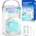 Portable Air Conditioner Cooling Fan with Remote, Quiet with 3 Speeds, 1500ml Air Cooler Fan with 2 Mist, 7 Night Light, 6H Timer, Small Air Conditioner for Bedroom Office