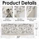 jinchan Linen Floral Valance for Windows Blackout Double Layer Valance Curtain 16 Inch Length for Living Room Bathroom Overlay Botanic Farmhouse Room Darkening 1 Panel Black on Beige
