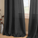H.VERSAILTEX Linen Curtains Natural Blended Curtain Panels for Living Room/Light Reducing Linen Semi Sheer Curtains 108 inch Length 2 Panels Set Nickel Grommet Window Panels, 52" x 108", Black