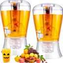 2 x Maxcheck 2 Pieces 6.8 L Christmas Drink Dispenser with Ice Core for Parties Unbreakable Acrylic Beverage Countertop with Ice Core and Spigot for Iced Juice Tea Coffee Milk Wedding Party