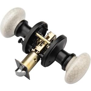 NCL White Door Knobs, Matte Black Keyless Door Handles, Porcelain Door Levers, Interior Bath Door Knob