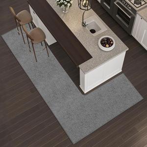 Washable Corner Kitchen Mat, L Shape Rug for Island Table, Super Absorption Velvet Rugs for Floor, Skid Free Right/Left Corner Rug for Door, Bathroom,Bedroom (Grey Right-L, 4'7''X6'7''X1'10'')