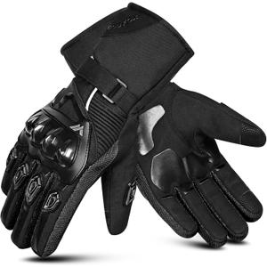 WESTWOOD FOX Motorcycle Gloves Winter Motorbike Gloves for Men and Women, Splashproof Motorcycle Gloves, Touchscreen Lightweight Warm Riding Gloves for BMX, ATV, UTV Mountain Biking (Small, Black Grey)