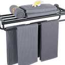 Alise Towel Rack,Towel Holder Towel Shelf with Double Towel Bars for Bathroom Lavatory,24-Inch SUS 304 Stainless Steel Wall Mount Towel Hanger Storage,Matte Black GYT7060-B