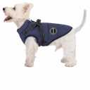 Dog Winter Coat,Warm Jacket Paded Fleece Pet Vest with Built in Harness,Windproof Reflective Cozy Adjustable Snow Pet Coat Clothes with Zipper for Small Medium Dogs (Navy Blue)