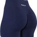 AUROLA Power Workout Shorts for Women Tummy Control Squat Proof Ribbed Thick Seamless Scrunch Active Short (Large, Naval Academy)