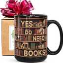 FALJIOK Novelty Coffee Mug for Book Lovers, Librarian Mug, Christmas & Birthday Gifts for Readers, Bookish & Bookworm Cup 15oz