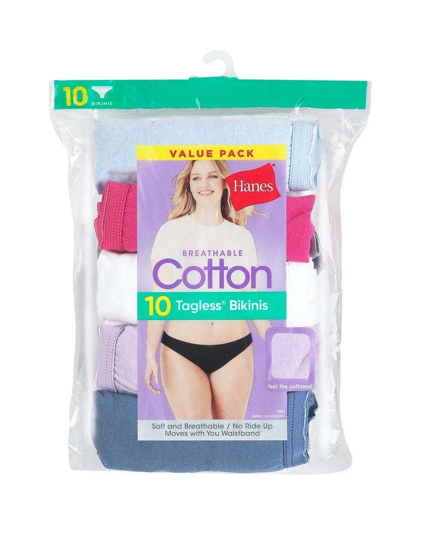Hanes Women's Bikini Underwear Pack, Classic Cotton Bikini Panties, 10Pack, Multicolor, Size 6/M