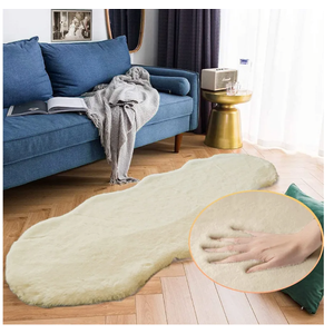 Shag Faux Bunny Washable Fluffy Fur Rug Runners for Hallways Camel Plush Area Rugs for Living Room Bedroom Faux Sheepskin Rug 2x6 Shaped Nursery Rugs