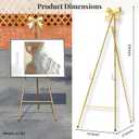 53”H Metal Gold Easel Stand for Sign, Large Adjustable Display Standing with Butterfly Bow Top for Wedding Displaying Pictures Poster Holder Showcasing