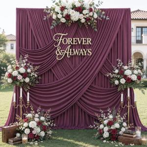 50ft x 12ft Burgundy Backdrop Curtains for Parties, Wrinkle Free 10 Panels Photo Backdrop Drapes Back Drop Cloth for Wedding Birthday Photography Background Decor