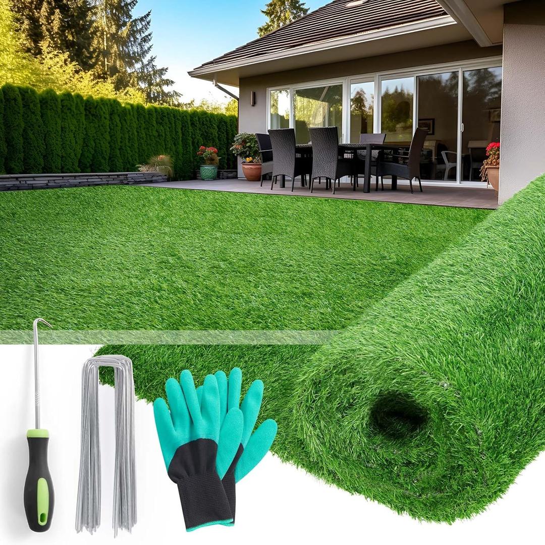 Artificial Grass Turf Outdoor for Garden Landscape Decoration, Fake Rug Mat with Drainage Holes,Synthetic Grass Lawn for Balcony,Backyard,Patio,Gate,Pool Deck, Dog Potty Training Grass 4ftx6ft (4x6ft)