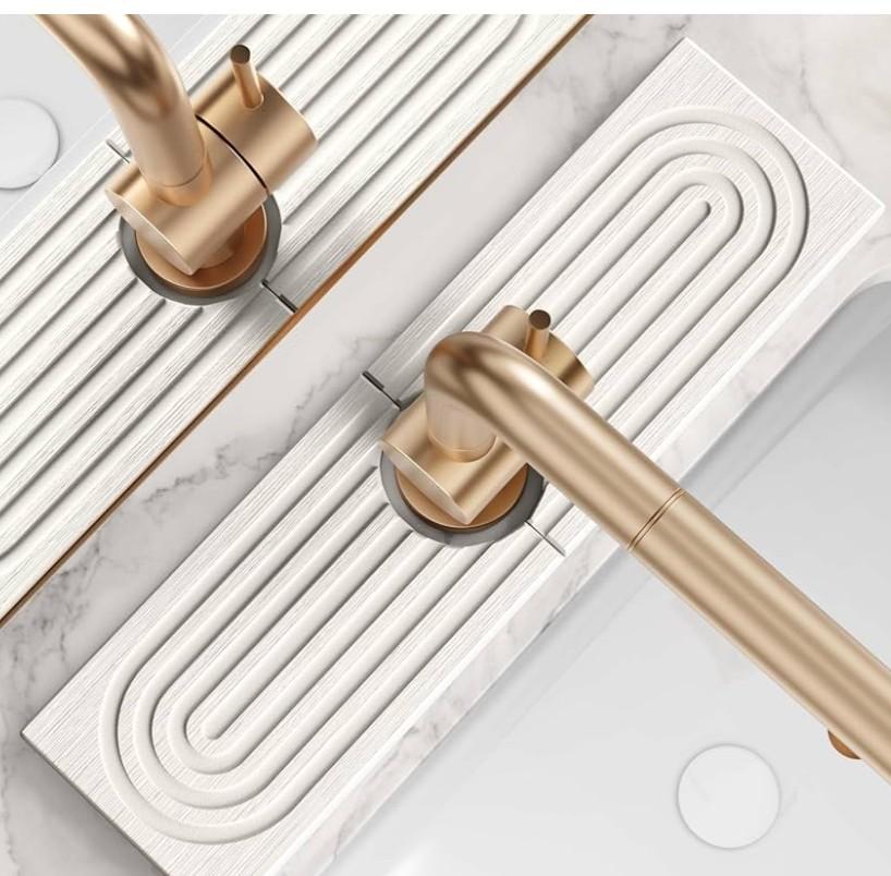 eormoe Diatomite Kitchen Faucet Mat - 14Inch Water Absorbing Stone Tray for Sink, Stone Fast-Drying Faucet Mat for Kitchen Counter Sink Accessories (Light Grey, 14'' x 3.9'')