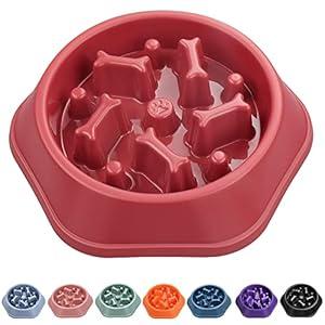UPSKY Slow Feeder Dog Puzzle Bowl, Interactive Bloat Stop Non-Slide Lick Treat Bowl for Small Medium Dogs (Red)