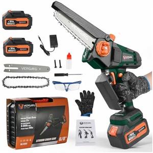 Mini Chainsaw, Mini Chainsaw Cordless 8 inch & 6 inch with 2 Pack 4000mAh Batteries, Handheld Electric Chainsaw with Auto-Oiler, Battery Chainsaw for Wood Cutting with Battery Power Display (Black)