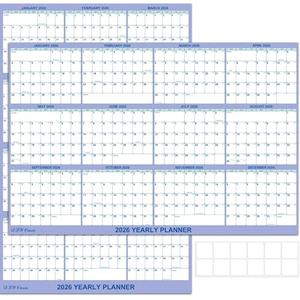 32" x 48" 2026 Wall Calendar, Folded Wet & Dry Erase Wall Calendar 12 Month, Yearly Laminated Wall Calendars, Reversible Annual Planner, Horizontal/Vertical, with Julian Dates