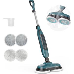 OLIXIS Steam Mop, All-in-One Scrubbing Steam Mops for Floor Cleaning with Rotating Pads, Floor Steamer with 2 LED Lights, 4 Cleaning Modes, Swivel Steering, 16.4 FT Cord, Safe for Hardwood and Tile
