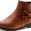 LseLom Girls Ankle Boots Kids Ankle Booties Bow Side Zipper Low Heel Outdoor Warm Shoes, Size: 13 Little Kid