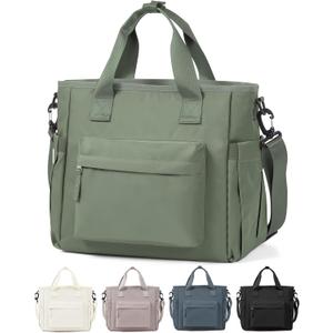 Insulated Lunch Bag Women Large Lunch Tote Bag Box Bags Boxes with Shoulder Strap Adult for Women Men Work Grey Green with Water Bottle Holder (16.5L)