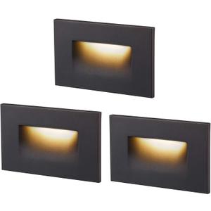 CLOUDY BAY 120V Dimmable LED Step Light,3000K Warm White 3W 100lm,Indoor Outdoor Stair Light,Oil Rubbed Bronze,3 Pack