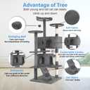 FDW | 54" Cat Tree Tower | Light Gray | Multi-Level Indoor Activity Center with Sisal Scratching Posts, Condos, Plush Perches, Hanging Cat Toys | Sturdy, Easy to Assemble | for Kittens & Adult Cats