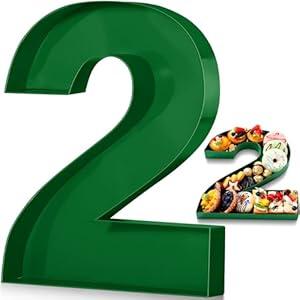 Mifoci 13.7" Cardboard Number for Charcuterie Birthday Party and Anniversary Fillable Paper Mache Chocolate Candy Graduation Decoration(Green, 2)