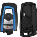 X AUTOHAUX 4 Button Keyless Entry Remote Control Key Fob Case Cover for BMW 1 2 3 4 5 6 7 Series X3 M2 F Series 235ix 320 E90 E92 E93 X5 F10 F20 F30 F40, No Chip, Blue
