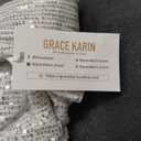 Women Sequin Tops 3/4 Sleeve Glitter Glitter Party Blouse V Neck Elegant Tops for Evening Party Top Women White M