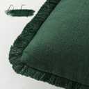 Foindtower Set of 2 Decorative Linen Fringe Throw Pillow Covers Cozy Boho Farmhouse Cushion Cover with Tassels Soft Accent Pillowcase for Couch Sofa Bed Living Room Home Decor, 1616 Inch, Pine Green