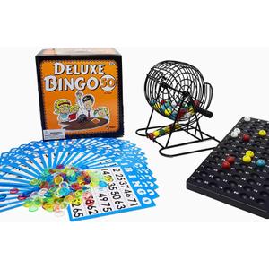Regal Bingo Deluxe Game Set for Adults and Kids - Includes 8 Inch Wheel Cage, 75 Balls, Master Board, 50 Cards and Colorful Chips - Fun Family Game Night
