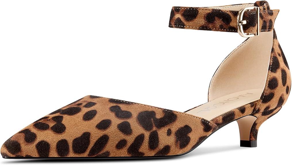 Aachcol Women Kitten Low Heel Ankle Strap Pumps Pointed Toe Sandals Dress Shoes Party Office Wedding 1.5 Inch, Size: 7