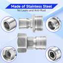 Tool Daily Garden Hose to Pressure Washer Adapter, 3/4 GHT Female to 1/4 Quick Connect, 3/4 GHT Male to 1/2 Quick Plug, Stainless Steel, 2 Pcs