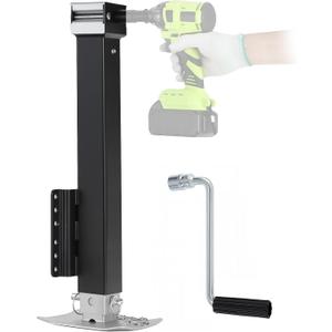BEAMNOVA 8000 lbs Trailer Jack, Drill-Powered/Manual, Bolt-On Side Mount Swivel Heavy Duty, for Boat Utility RV Camper, 3.7-32.8 inches Easy Lift