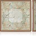 LZYRF Vintage Chinoiserie Cherry Blossom Mahjong Mat 31.5 x 31.5 in, Cottagecore Botanical Floral Bird Anti Slip and Noise Reduction Game Table Cover for Mahjong Dominoes Card Board Tile Games