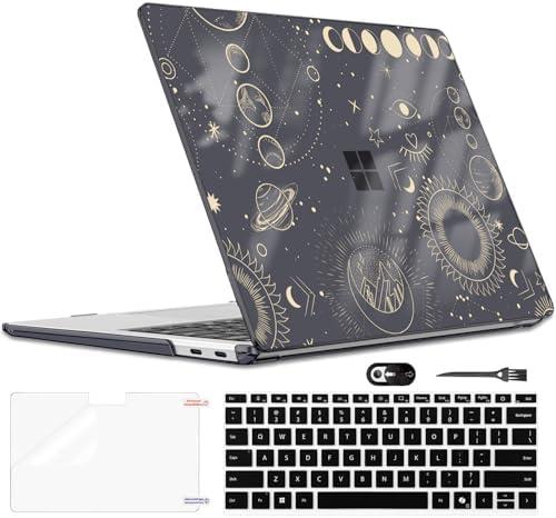 LCMOCICO Slim Protective Case for 13 inch Microsoft Surface Laptop 2025 Copilot+PC Model 2095, Lightweight Anti-Scratch Printed Pattern Black Plastic Hard Shell Case Cover, Total Lunar Eclipse, Missing Pieces