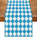 Blue Oktoberfest Table Runner Bavarian Party German Flag Tablecloth Bavarian Oktoberfest Beer Party Decorations and Supplies for Home
