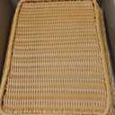 2 PCS Imitation Rattan Bread Baskets, 15.8 x 11.8 in Large Wicker Bread Baskets with Acrylic Lids, Rattan Food Serving Tray for Kitchens, Dining Tables, Restaurants