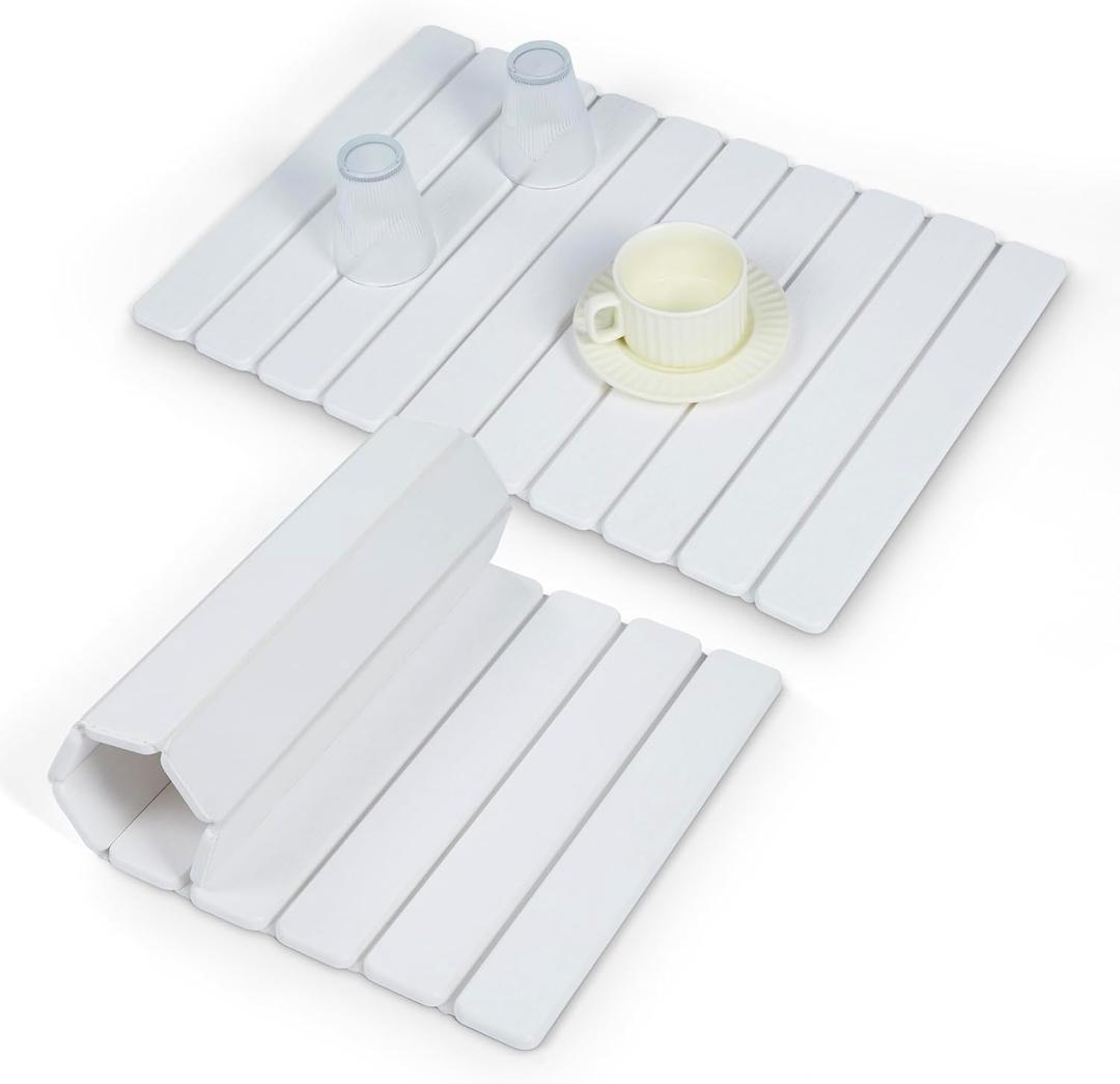 Stone Drying Mat for Kitchen Counter, 24"x16" Large Collapsible Dish Drying Mat with Non-Slip Pad and Sandpaper, Rolling Design, Quick Dry for Dishes, Bottles, Utensils