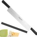 15 Inch Double Handle Cheese Knife for Charcuterie, High Carbon Stainless Steel Blade With 5" Black Plastic Handles Use for Cheese, Cakes, Vegetables, Soaps