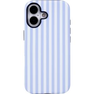 for iPhone 17 Case Cute Striped Phone Case for Women Girls, Shockproof Slim TPU and Hard PC Protective Design Cover 2025 6.3" (Blue)