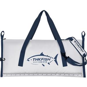 THKFISH Insulated Fish Cooler Bag, 40x16in Fish Kill Bag for Caught Fish, Portable Waterproof Insulated Fishing Bags Keeps Ice Cold Over 24 Hours (White-Blue)