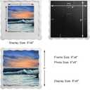 8X8 Wavy Picture Frame With Mat For 6X6, Wavy Edge Wooden Picture Frame with Real Glass - Wall Mount and Tabletop Display, White, 2 Pack