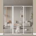 57" Extra Tall Cat Pet Gate for Doorway, 57.4"-62.2" Wide Pet Gate for Cats Walk Through, Auto Close Tall Baby Gates with Door, Child Safety Gate Indoor Stairs, Cat Proof Gate for Dog, White